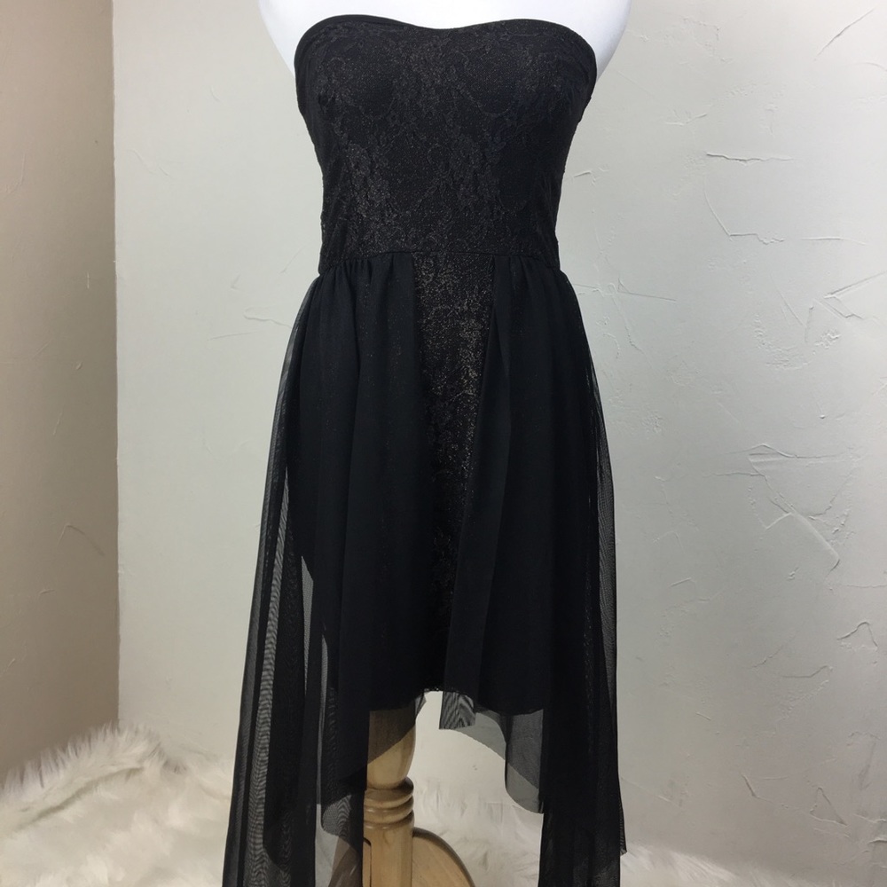 LF YOU black gold strapless sheer overlay dress - Picture 7 of 8